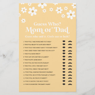 Prospectus 14 Cm X 21,6 Cm Daisy Baby shower Devinez Qui Joue Flyer