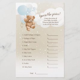 Prospectus 14 Cm X 21,6 Cm Dusty Blue Balloon Teddy Bear Devinez Le Jeu De Pr