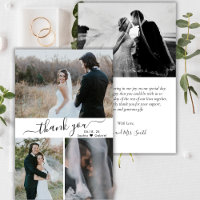 Élégant budget Script Collage Mariage Merci Fl
