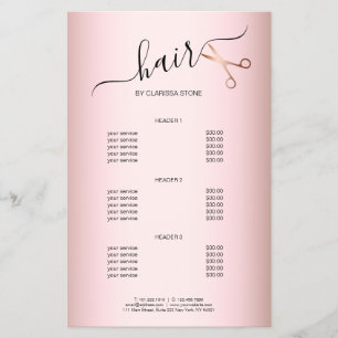 Prospectus 14 Cm X 21,6 Cm Elégant ciseaux d'or rose moderne coiffeur