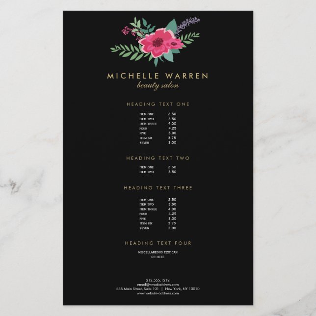 Prospectus 14 Cm X 21,6 Cm Elégant floral rose Salon II (Devant)