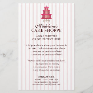 Prospectus 14 Cm X 21,6 Cm Élégant gâteau Cuisine personnalisée Boulangerie d