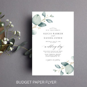 Prospectus 14 Cm X 21,6 Cm Eucalyptus budget faire-part de mariage chic