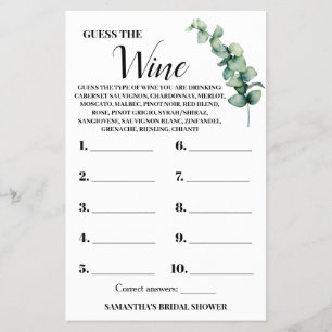 Prospectus 14 Cm X 21,6 Cm Eucalyptus Guess Couples de vin Carte de jeu de do