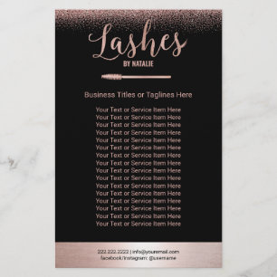 Prospectus 14 Cm X 21,6 Cm Extensions de cils Rose Gold Salon de Beauté