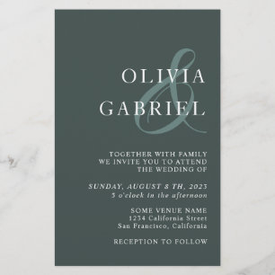 Prospectus 14 Cm X 21,6 Cm Faire-part de mariage minimaliste de typographie