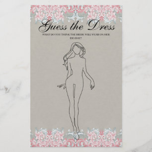 Prospectus 14 Cm X 21,6 Cm Fête des mariées Jeu Pink Scrolls Guess Dress