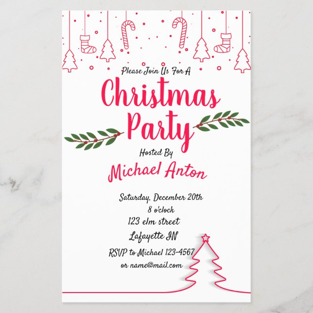 Prospectus 14 Cm X 21,6 Cm Fête Noël Invitation (Devant)