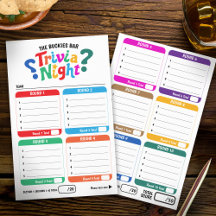 Feuilles de réponses de jeu de trivia 50 questions