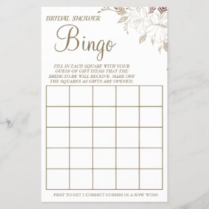 Prospectus 14 Cm X 21,6 Cm Flore Fête des mariées Bingo carte de jeu Flore Fl
