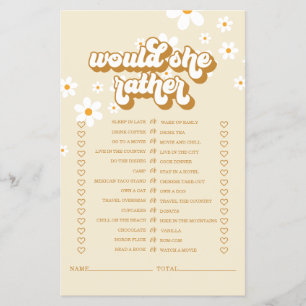 Prospectus 14 Cm X 21,6 Cm Flyer de jeu de baby shower rétro Daisy