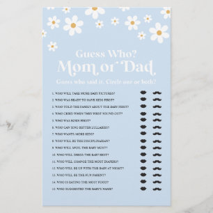 Prospectus 14 Cm X 21,6 Cm Flyer de jeu devine qui pour baby shower Daisy