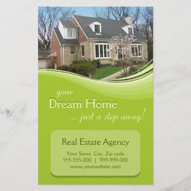Prospectus 14 Cm X 21,6 Cm Flyer de l'Agence immobilière (Devant)