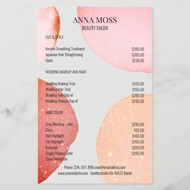Prospectus 14 Cm X 21,6 Cm Flyer Parties scintillant rose moderne (Devant)
