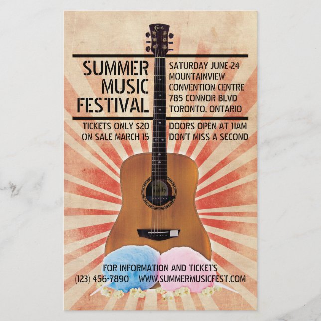 Prospectus 14 Cm X 21,6 Cm Flyer Retro Music Festival (Devant)