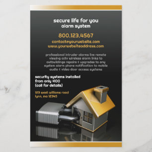 Prospectus 14 Cm X 21,6 Cm Flyer système d'alarme de sécurité