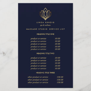 Prospectus 14 Cm X 21,6 Cm Gold Lotus Blue Spa & Massage Tarification & Servi