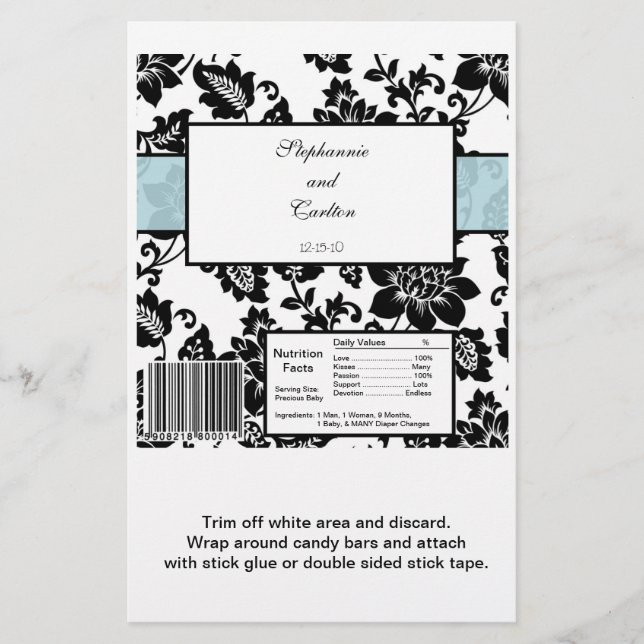 Prospectus 14 Cm X 21,6 Cm Graveuse de Mariage damassé Hershey en fleurs noir (Devant)