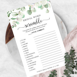 Prospectus 14 Cm X 21,6 Cm Greenery Eucalyptus Bridal Word Scramble Game