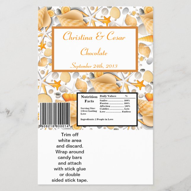 Prospectus 14 Cm X 21,6 Cm Hershey's Large Bar Wrapper Assorted Seashells Ora (Devant)