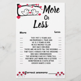 Prospectus 14 Cm X 21,6 Cm Inséparable Plus ou moins Couples Carte de jeu de 