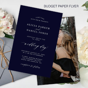 Prospectus 14 Cm X 21,6 Cm Invitation de mariage photo blanc marine foncé bud