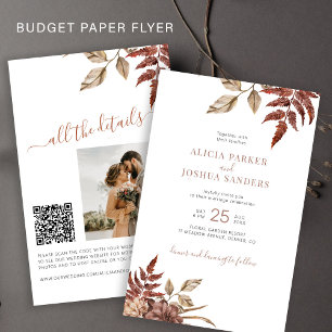 Prospectus 14 Cm X 21,6 Cm Invitation de mariage QR tout-en-un budget réduit