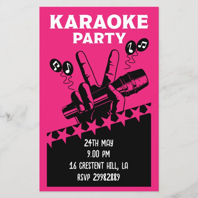 Prospectus 14 Cm X 21,6 Cm Invitation du parti Karaoke (Devant)