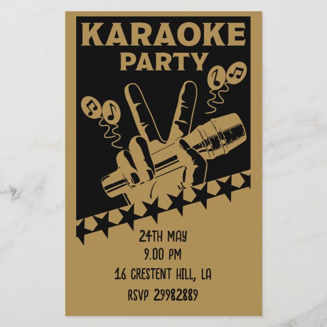 Prospectus 14 Cm X 21,6 Cm Invitation du parti Karaoke (Devant)