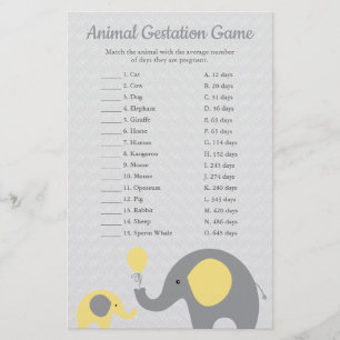 Prospectus 14 Cm X 21,6 Cm Jaune Elephant Animal Gestation Match Douche Jeu
