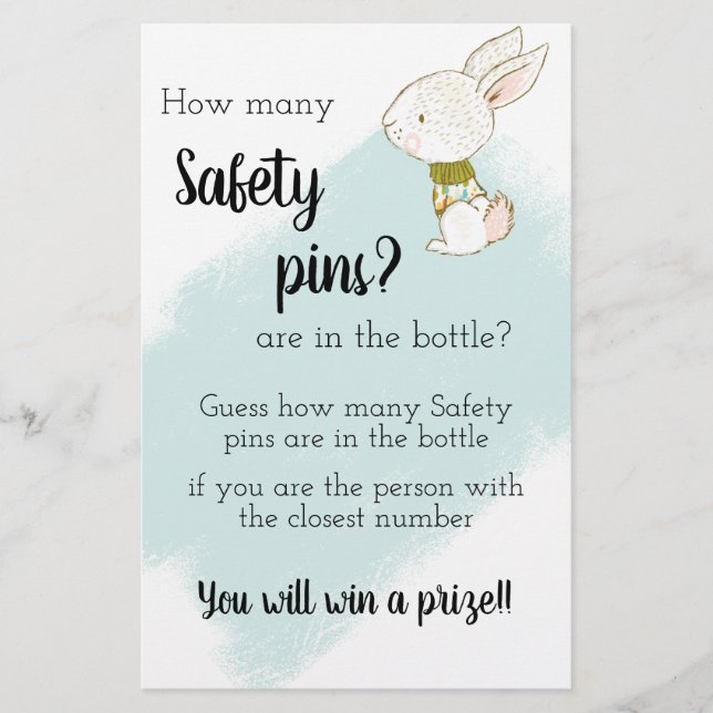 Prospectus 14 Cm X 21,6 Cm Jeu de Baby shower Bunny (Devant)