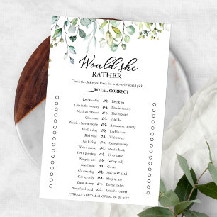 Prospectus 14 Cm X 21,6 Cm Jeu de Baby Shower « Greenery Would She Rather »