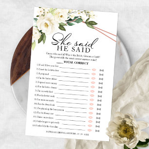 Prospectus 14 Cm X 21,6 Cm Jeu de Baby Shower Mariage 'Il a Dit Elle a Dit'