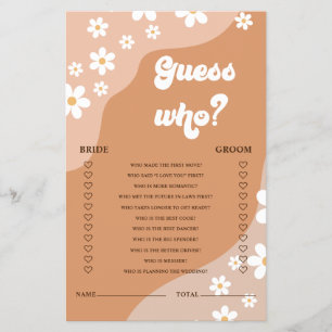 Prospectus 14 Cm X 21,6 Cm Jeu de Baby Shower Mariage Retro Groovy Daisy