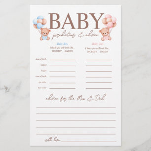 Prospectus 14 Cm X 21,6 Cm Jeu de Prédictions pour des Jumeaux Garçon Fille à