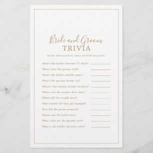 Prospectus 14 Cm X 21,6 Cm Jeu minimaliste Gold Bride et Groom Trivia