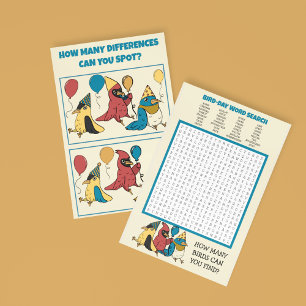 Prospectus 14 Cm X 21,6 Cm Joyeux Jour des oiseaux Cartoon Birds Fiches de Je
