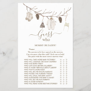 Prospectus 14 Cm X 21,6 Cm Joyeux Noël 'Devine qui' Jeu pour Baby Shower