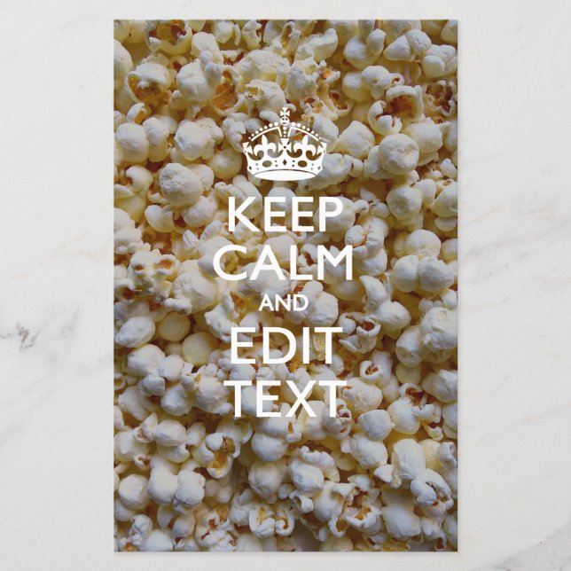 Prospectus 14 Cm X 21,6 Cm KEEP CALM personnalisé et votre texte sur Popcorn (Devant)