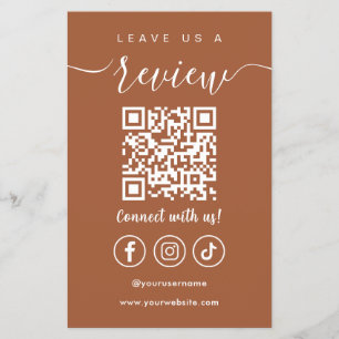 Prospectus 14 Cm X 21,6 Cm Laissons-Nous Un Avis Qr Code Social Media Logo