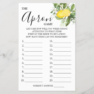 Prospectus 14 Cm X 21,6 Cm Lemony La carte de jeu de douche nuptiale Apron