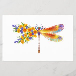 Prospectus 14 Cm X 21,6 Cm libellule de fleurs jaunes