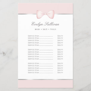Prospectus 14 Cm X 21,6 Cm Liste de prix Coquette arc rose flyer
