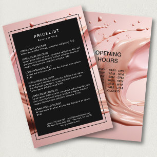 Prospectus 14 Cm X 21,6 Cm Liste de prix du salon de beauté Blush Pink