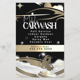 Prospectus 14 Cm X 21,6 Cm Logo de lavage de voiture mobile détail or
