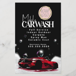 Prospectus 14 Cm X 21,6 Cm Logo de lavage de voiture mobile Red Detailing