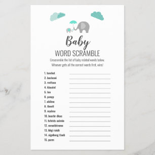 Prospectus 14 Cm X 21,6 Cm Maman bébé éléphant avec nuages Mots mêlés UK