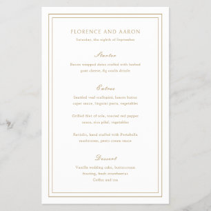 Prospectus 14 Cm X 21,6 Cm Menu de mariage économique traditionnel et intempo