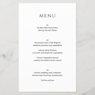 Prospectus 14 Cm X 21,6 Cm Menu de mariage photo simple moderne