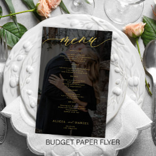 Prospectus 14 Cm X 21,6 Cm Menu de mariage romantique or noir et or budget